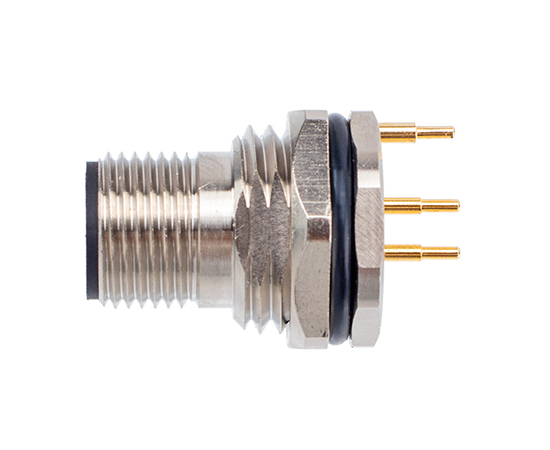 M12板后安装针型插座 插板式 接地款}