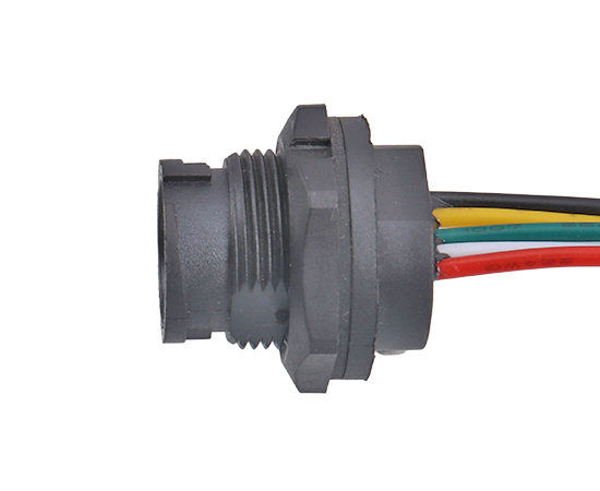 Micro USB母 带电子线 板后插座(卡扣式)}