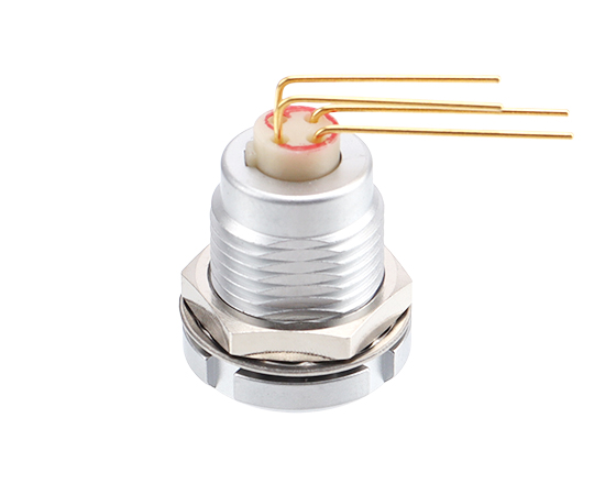 B系列-ZCG 固定式插座-双螺母-90°弯角针芯-后面板安装}